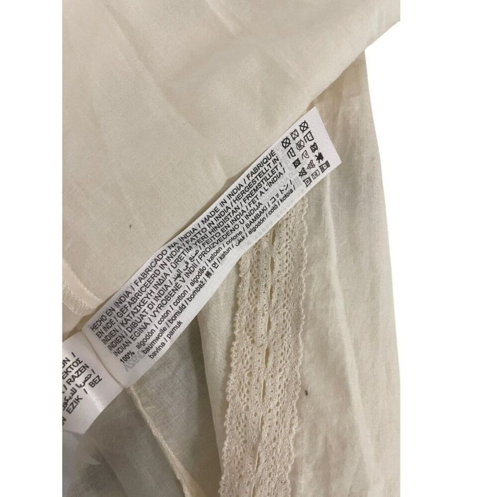 Zara Home Womens Robe Medium Ecru Cotton Lace Trim Tie Waist 8143/434 NWT - Picture 8 of 12